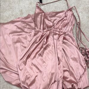 Amazon Blush Satin Maxi Dress